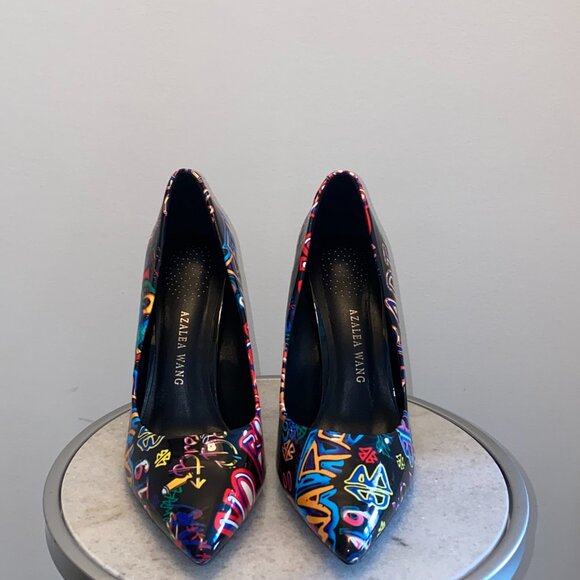 Multicolor Graffiti Style Print Stiletto Pump - Picture 7 of 8